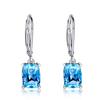Huajie Elegant Women's Sky Blue Square Zirconia Pendant Earrings Simple New Ear Clip Accessories  Trendy