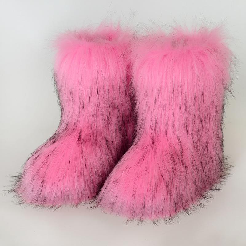 Fashion Fluffy Mid-calf Boots Winter Women Fashion Snow Boots Warm Cotton Shoes 2025 New