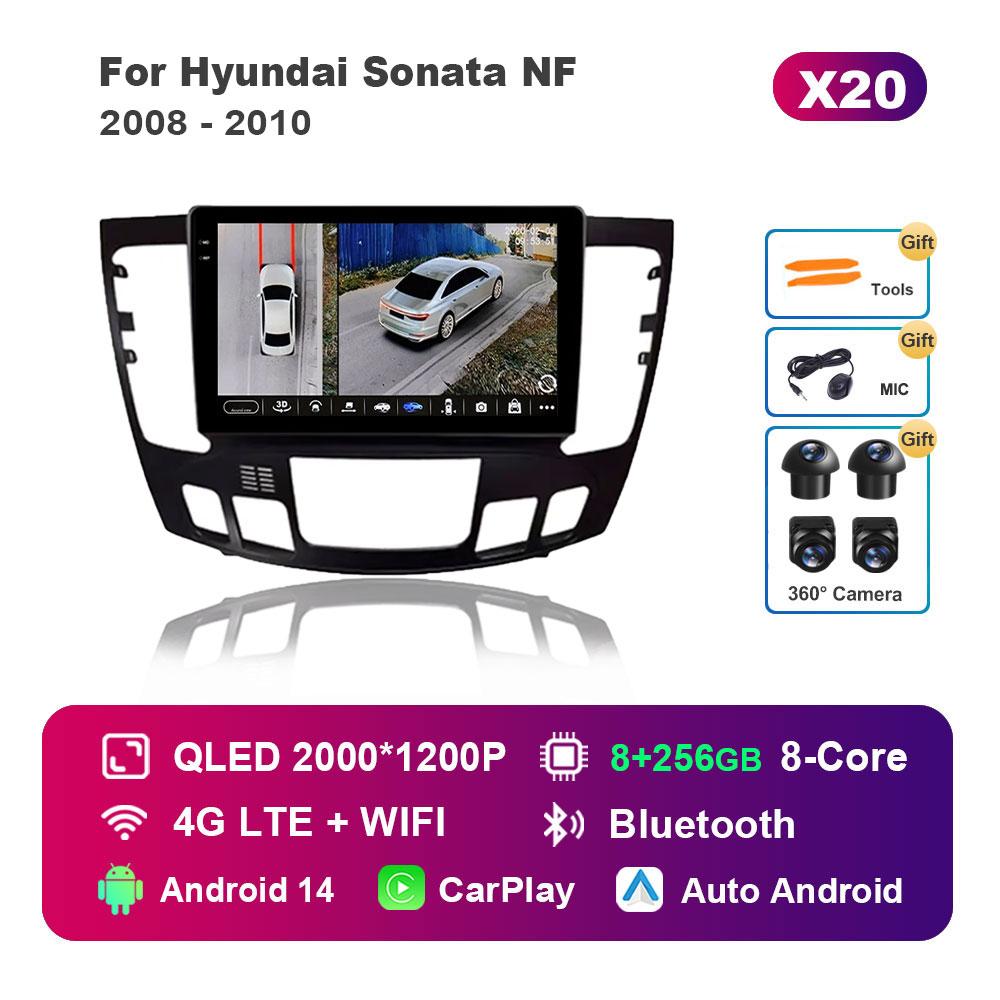 Car Radio Multimedia Player Android 14 System for Hyundai Sonata NF 2008 - 2010 GPS Navigation WiFi DSP Stereo Bluetooth 4G