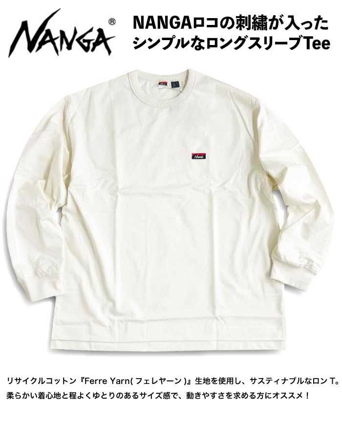 NANGA Eco Hybrid Box Logo Embroidered Long Sleeve Long Simple T-Shirt, Unisex, Casual, Sleeve, Design, NW2411-1G803