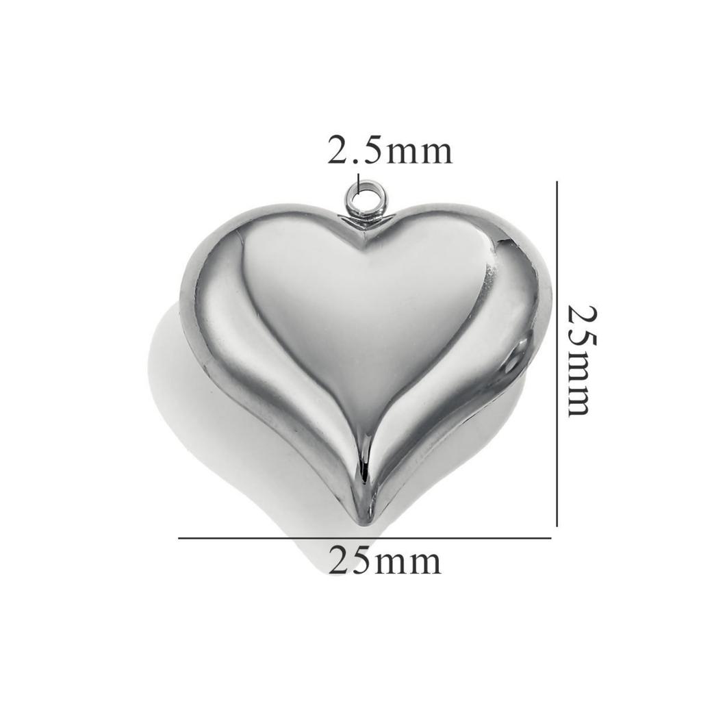 1pc 304 Stainless Steel Large Heart 3D Charms PVD Gold Plated Metal Earring Necklace Jewelry Making Findings Accessories