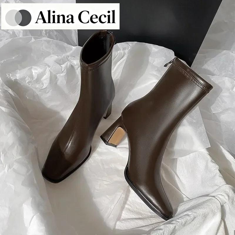 Vintage Warm Cotton Women Ankle Boots Fashion Elegant Square Toe Shoes Autumn Winter Thick Heel Women's Short Booties