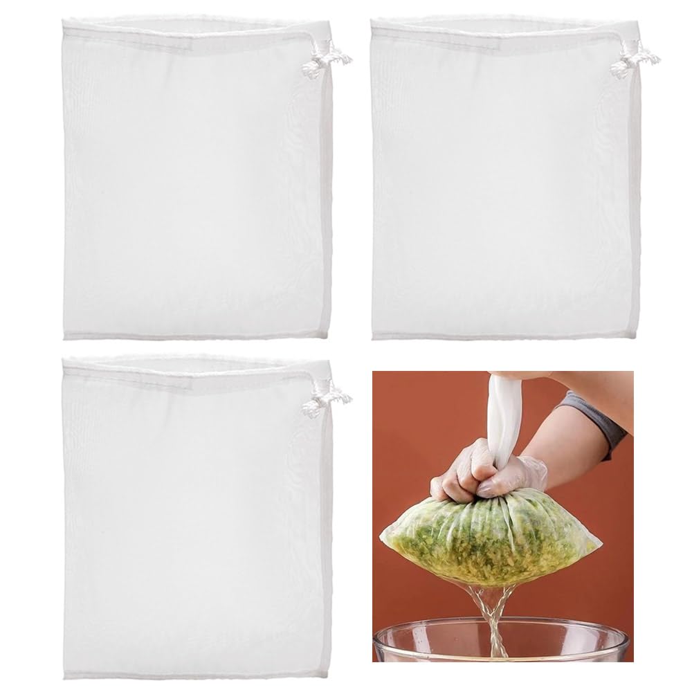 

CHANGJIQ Фильтрация 20 см x Набор сетчатых фильтров-дуршлагов Фильтр-мешки для сои Легко многоразовые для кухни и готовки 20 см x Сетка, 30 см, 3, Мешки, Сетка, белый