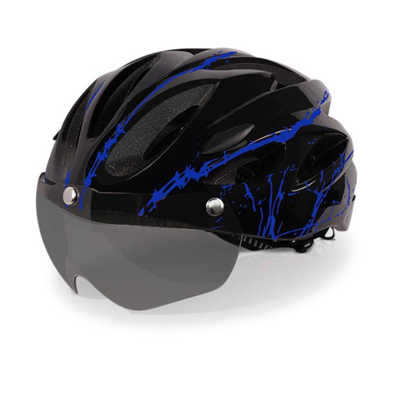 

Cycling bicycle helmet with goggles, stylish and simple integrated forming bicycle cycling helmet L синій