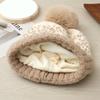 Korean Version of Autumn and Winter Hat for Women with Velvet Rabbit Wool Knitted Hat Wool Ball Cute Wool Hat Ear Protection Warm Pullover Hat