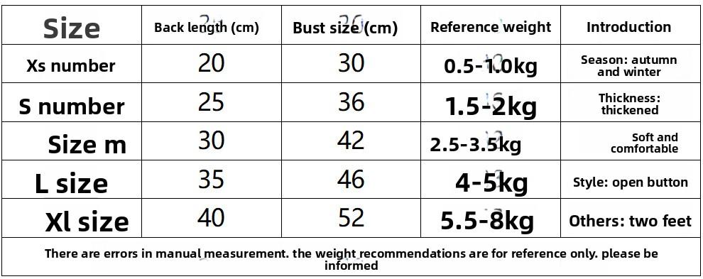 Pet Clothes Autumn New Teddy Bichon Pomeranian Small Dog Cat Schnauzer Poodle Autumn and Winter Clothes Pet Products