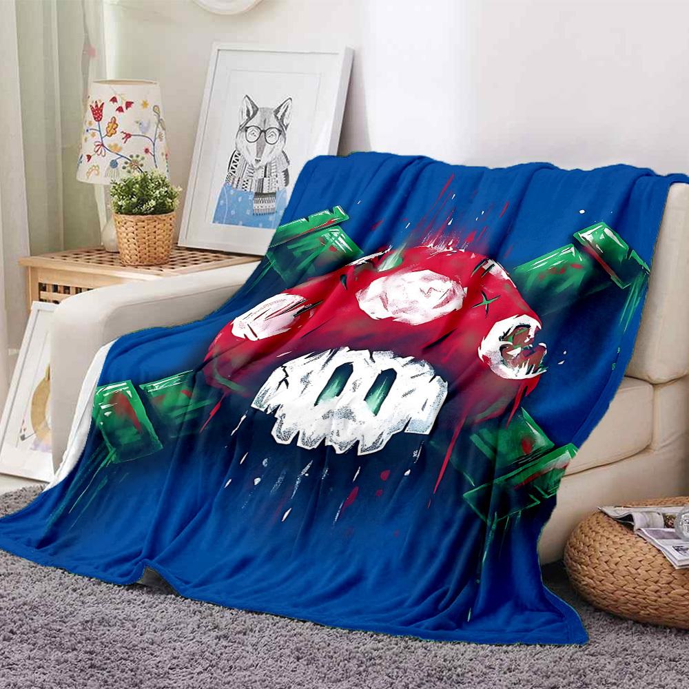 1pc Mario Mushroom Cozy Print Blanket Lightweight Warm Flannel Throw Blanket For Sofa, Bed, Living Room