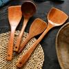 1 stk. Thailand Teak Madlavningsske Naturligt Træ Køkkenbordsservice Værktøj Suppeske Spatel Ris Si Suppe Skimmer Ske Redskaber
