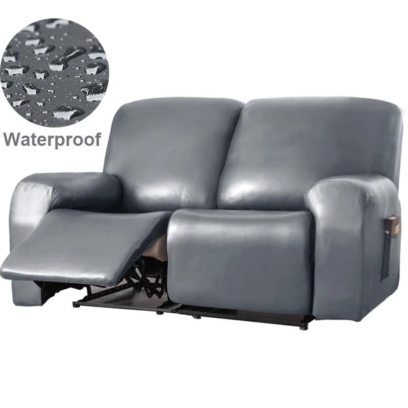 1/2 Seat Waterproof Recliner Armchair Cover Pu Leather Recliner Cover Elastic Relax Single Sofa Slipcovers For Living Room Decor