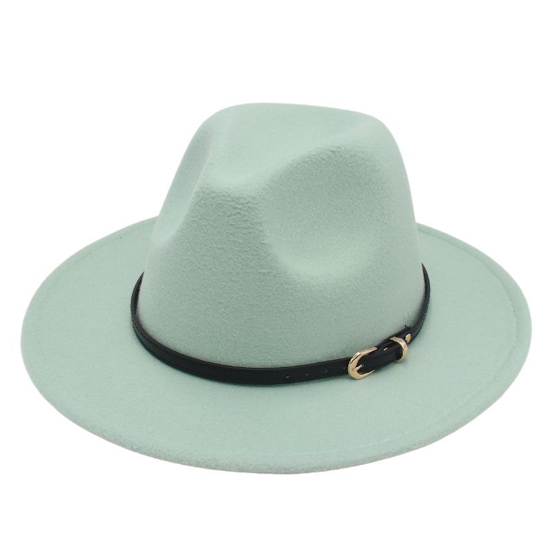 European And American Buckle Accessories Top Hat British Fashion Jazz Hat New Woolen Felt Hat Jazz Hat