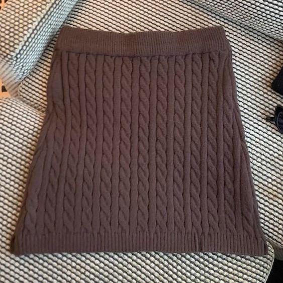 

Women s High Waist Cable Knit A-line Skirt: Slimming, Versatile Wool for Autumn/Winter M 80-100 jin кавовий