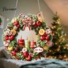Seasonal Hanging Decor Christmas Wreath Acrylic Ornament, 2D Flat Stained Glass Style Transparent Decoration, Double-sided Decorative Pendant
