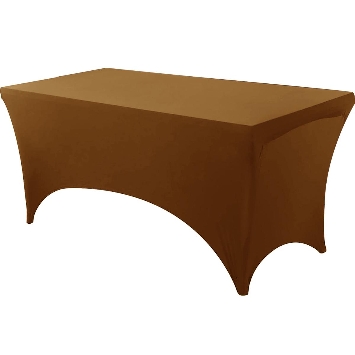 

Скатертина з спандексу для весільних вечірок, щільно обтягнута, що миється та стійка до зморшок, еластична прямокутна накидка на стіл у патіо 8Ft(244x76x76cm) світло-коричневого кольору