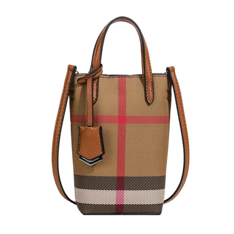 Mini Mobile Phone Bag Women's Oblique Span Bag New Small Bag Canvas Plaid Light Hand Carry Shoulder Bag