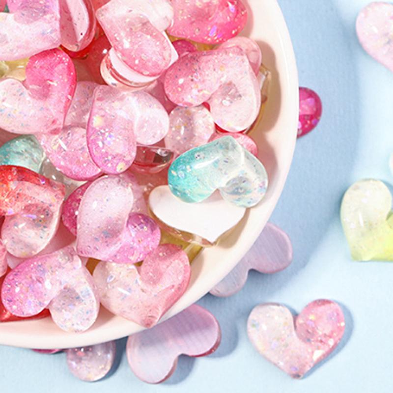 10Pcs Cartoon Gradient Love Cute Resin Series Jewelry Making Diy Home Life Decoration