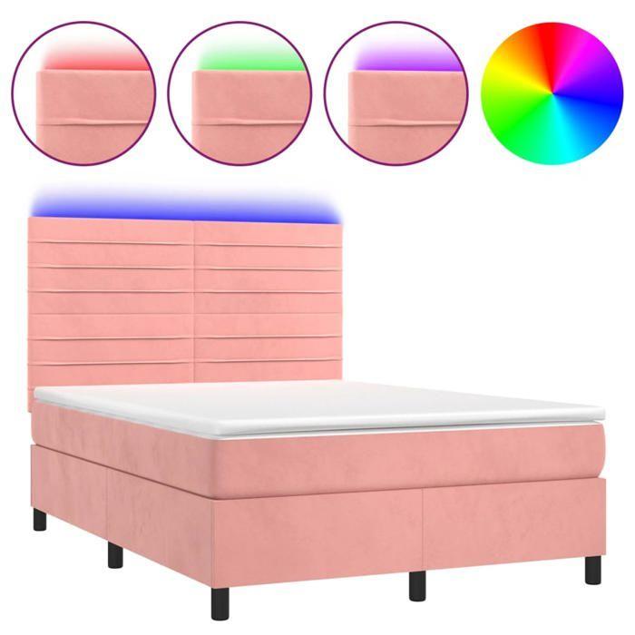VidaXL Slatted Bed Base with LED Mattress, Upholstered Bed, Double Bed, Adult Bedroom Interior Bed, 3136190