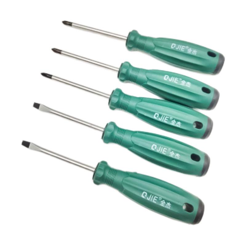 Quan Jie Magnetic Screwdriver Set: Phillips & Flathead, High Hardness, Ideal for Home Use.