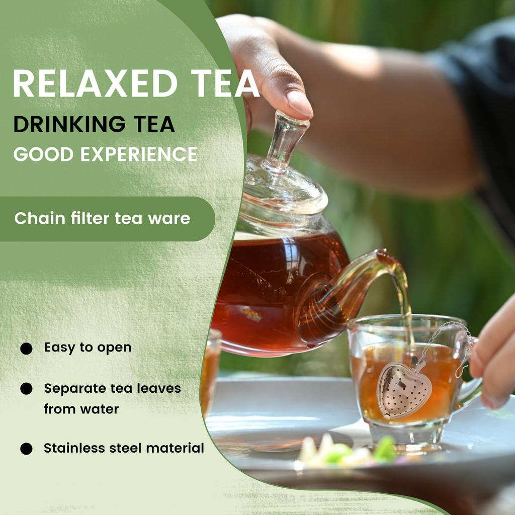 20Pcs Tea Strainer Stainless Steel Heart Shape Tea Infuser with Handle and Hook Rust Resistant Tea Strainer Infuser For Cup