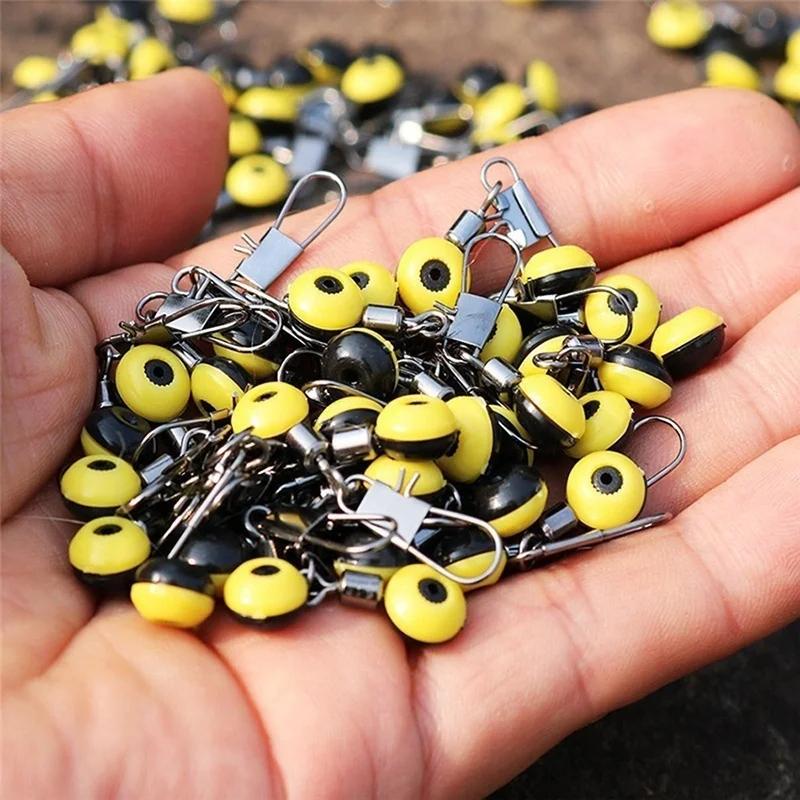 30Pcs Sea Fishing Space Beans Medium Yellow and Red Sea Fishing Bean Connectors Fishing Gear Accessories Outdoor Fishs Articles