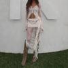 2025 Women's White Ruffled Lace Half Skirt, Holiday Style, Sexy & Slightly Sheer, Irregular Design
