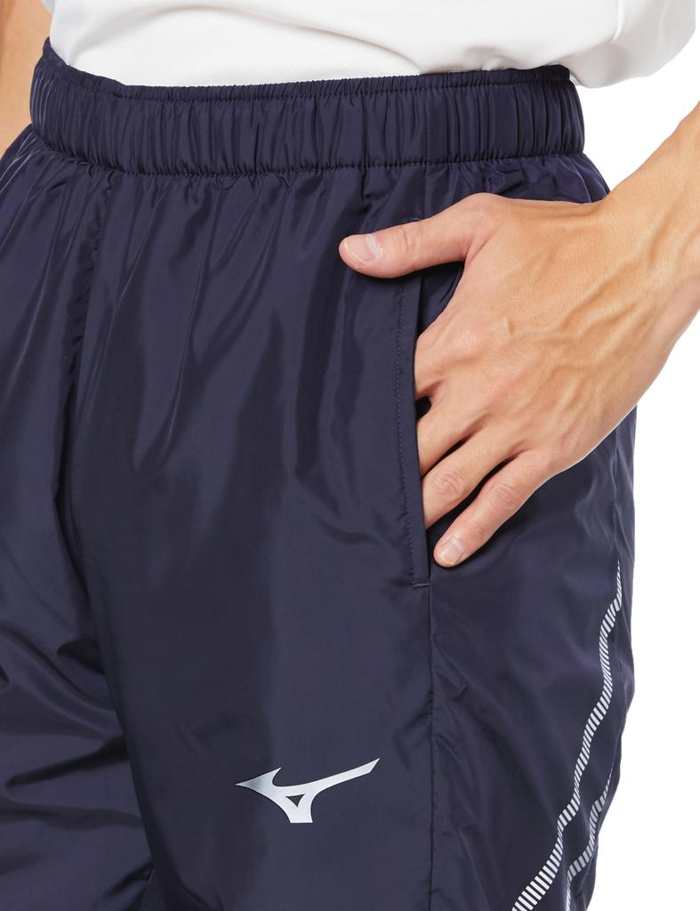 Mizuno 32MFA631 Breath Thermo Lined Warmer and Deep Size M MC-LINE Pants, Moisture-Wicking Heat-Generating, Navy/Silver,