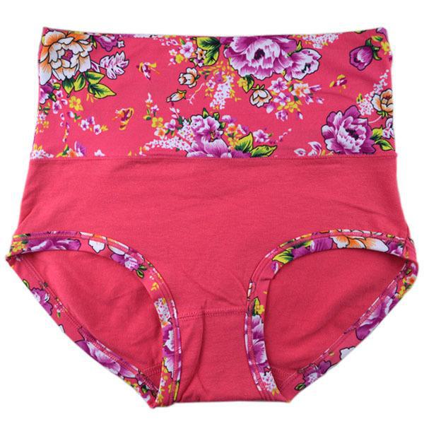 

Женское хлопковое нижнее белье с принтом в стиле ретро с высокой талией и утягивающим эффектом D3004 One Size