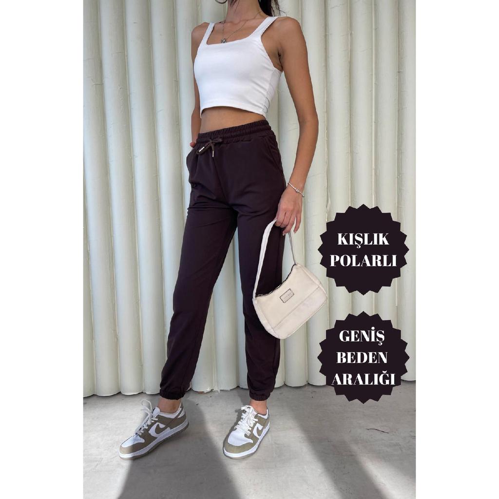 Female Diver Fabric Winter Polar Jogger Jogger High Waist Pocket Black Tracksuit Six