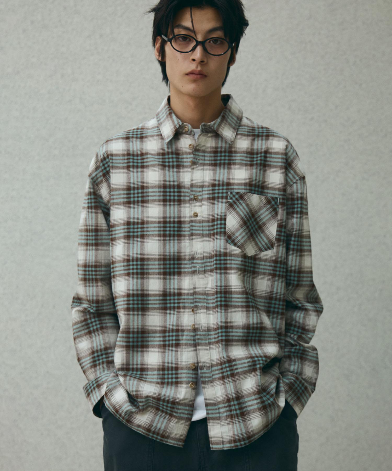 Divine Distance Double Button Check Shirt [Mint] M