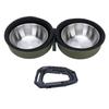 Stainless Steel Portable PET Bowl Set Green and Khaki Travel PET Feeder  PET Feeding