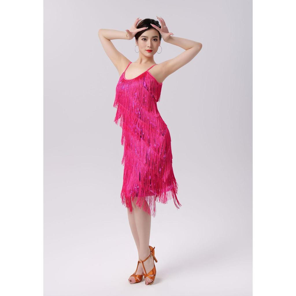 Lateinischer Frühling Pailletten Quasten Kleid Tanzkleid Party