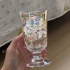 Retro French Romantic Goblet, Spring Flower Glass Dessert Cup, Niche Simple Milk Cup, High Temperature Resistance