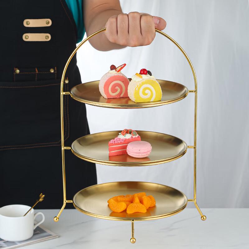 JNL 3-Tier Gold Stainless Steel Serving Stand