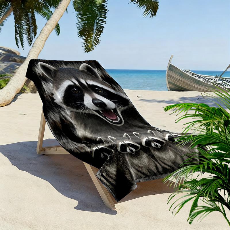 Waschbär und Faultier Druck Strandtuch, Großes Weiches Schnelltrocknendes Handtuch für Strand Camping Schwimmen