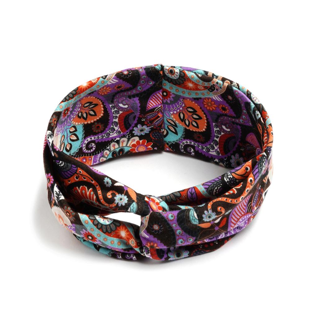 Bohemian Cross Knotted Headband Gypsy Yoga Sports Headband Wide Female Stretch Headband