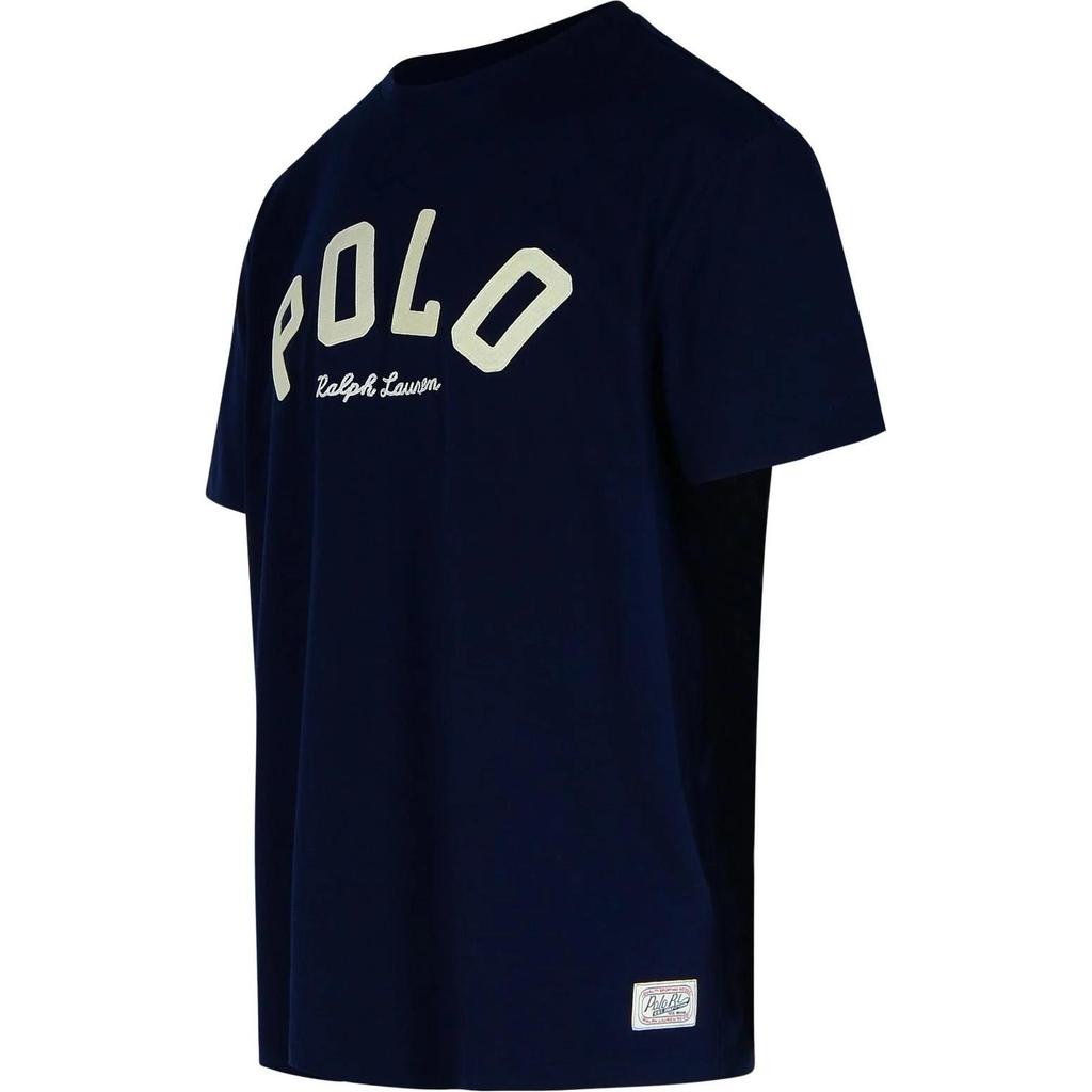 Polo Ralph Lauren Letter Print Round Neck Loose Fit Short Sleeve T-Shirt Men Tops Blue 710952043-001