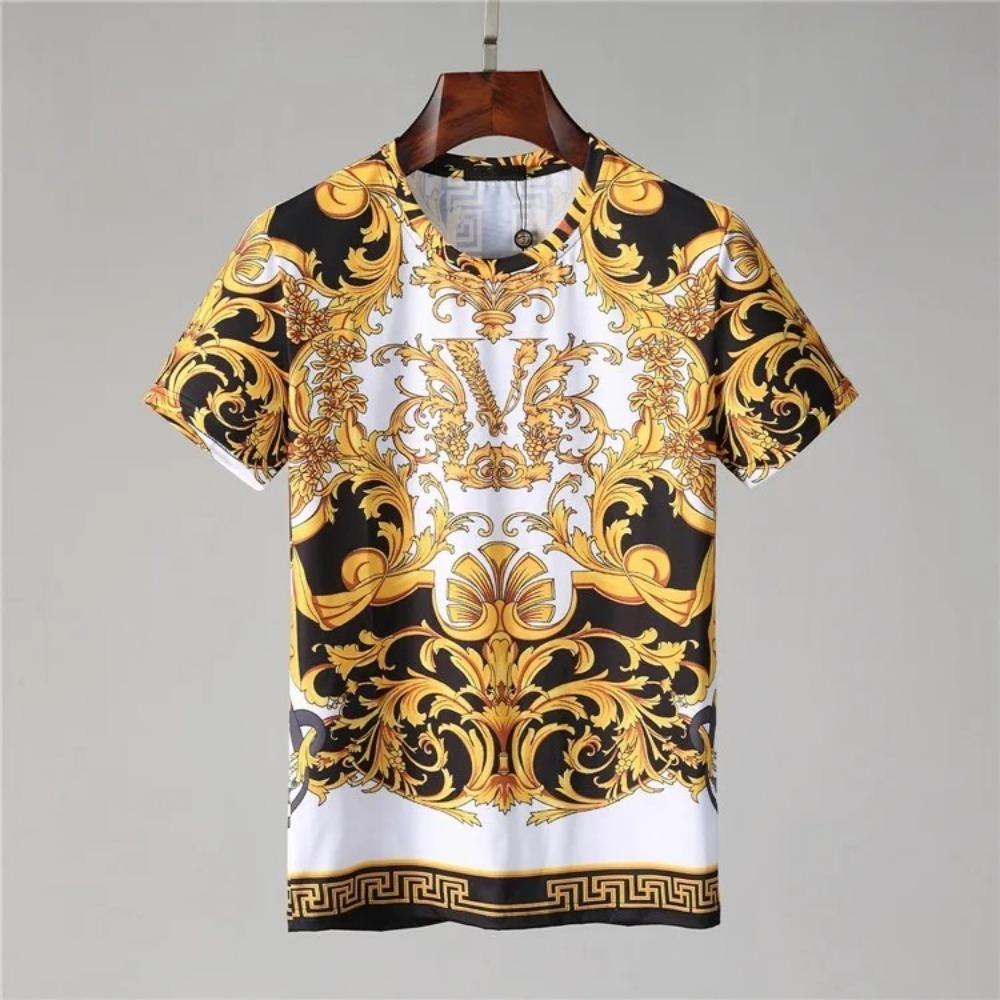 Men's and Women's Summer T-shirts 3D Printed Baroque Royal Luxury Small Floral Round Neck Short Sleeve Loose Oversized Nice Top
