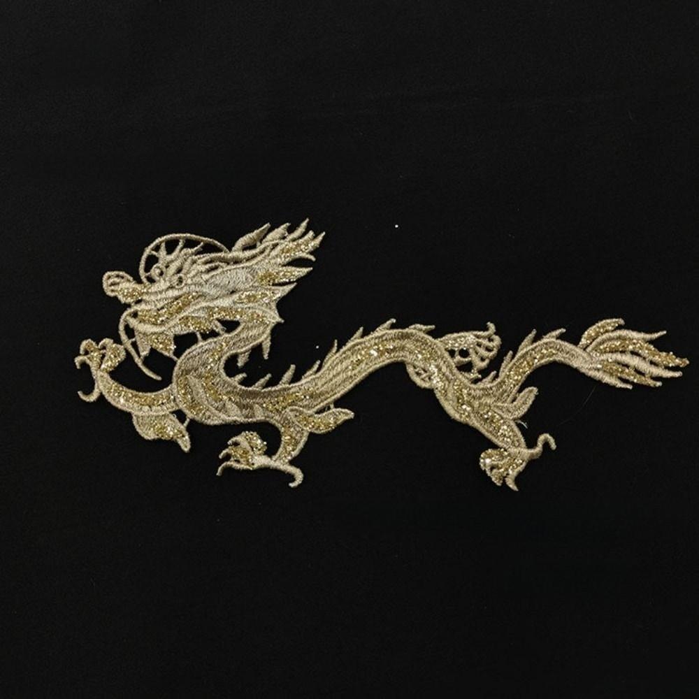 2 Pieces Sequin Decoration Embroidered Dragon Cloth Patch Chinese Style Sew On Patch  Bridal Gown