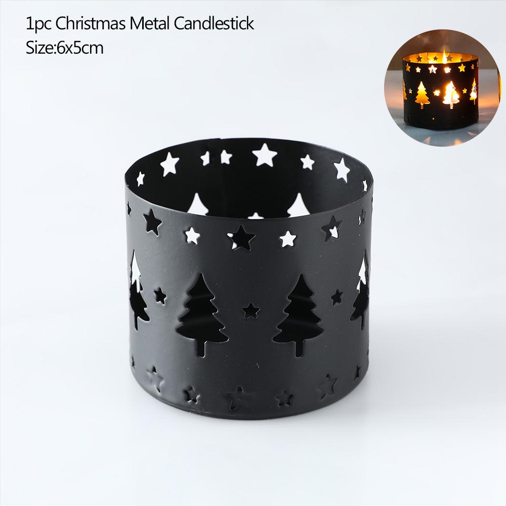 

Рождественский железный полый подсвечник Снег Рождественская елка Счастливого Рождества Украшения для вечеринки Домашние настольные украшения Ноэль Навидад Новый год