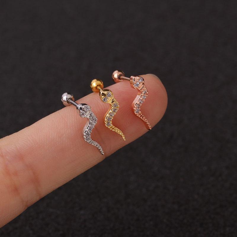 Fashion Ear Bone Nail 1Pc Stainless Steel Five Pointed Star Heart Screw Twist Ball Ear Nail Classic Puncture Earring