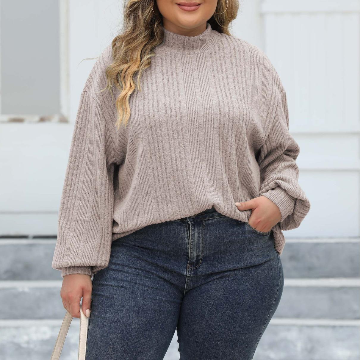 

2024 Новые весенние пуловеры, женская одежда, футболки с длинными рукавами больших размеров, женские толстовки большого размера для полных женщин, топы с высоким воротником, заводская распродажа 0XL абрикосовый