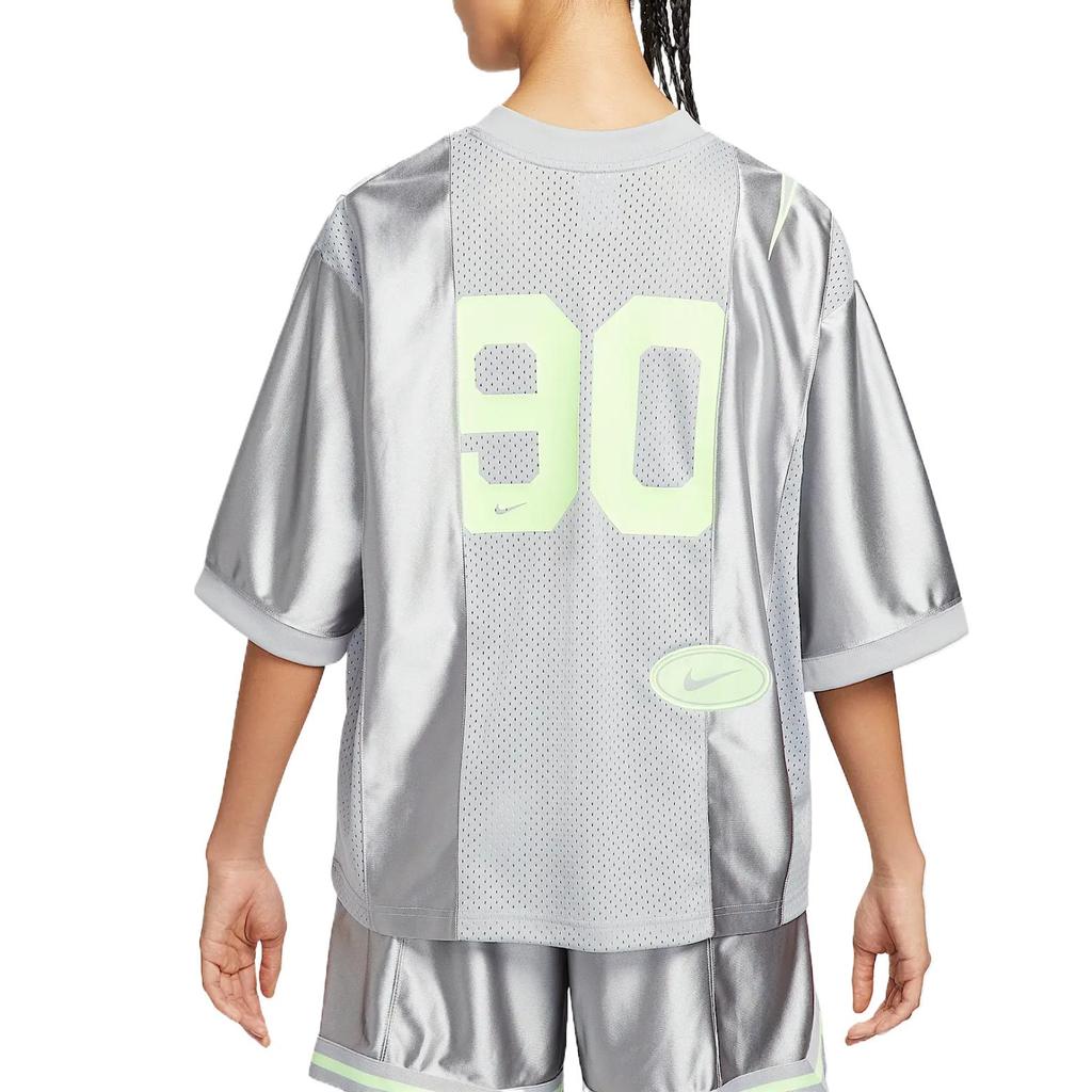 Nike Sportswear Comfortable Fashion Casual Versatile Basketball Jersey Women Tops Light-Smoke-Grey Pale-Yellow-Green HJ0281077