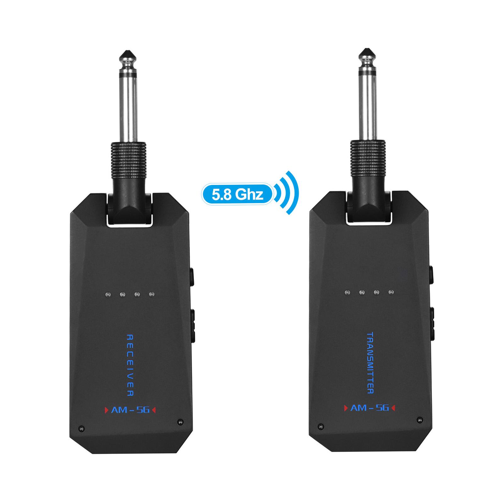 

AM-5G Wireless 5.8G Guitar System Rechargeable Audio Transmitter Receiver ISM Band for Electric Bass Guitar Amplifier Accessorie чёрный