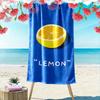 Yellow Lemon On Blue Background Beach Towel Quick-drying for Travel Outdoor Sports Jogging Beach and Swimming