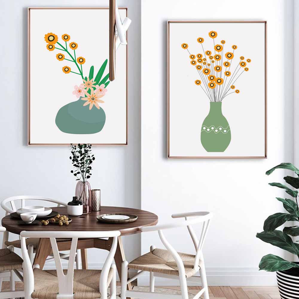 Plant Oil Painting Vase Still Life Wall Painting Abstract Art Canvas Painting Living Room Corridor Office Home Decoration Mural No Frame