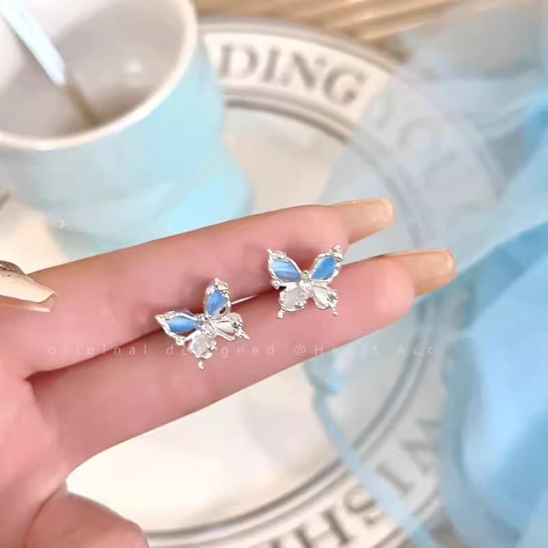 

First Love Atmosphere~ Pink Butterfly Opal Earrings Women s Summer Exquisite Premium Earrings New Year s Earrings