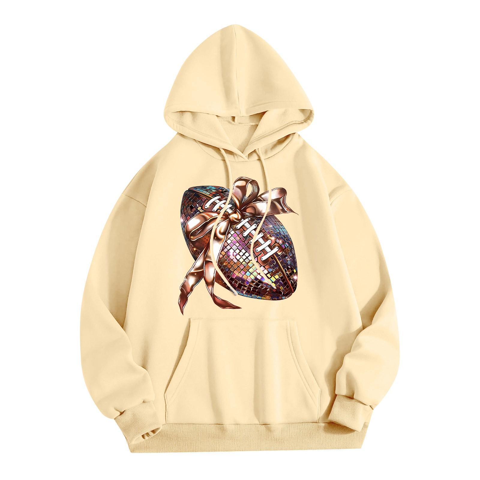 

Женская модная легкая толстовка с длинными рукавами и карманами с принтом регби XXXL жёлтый