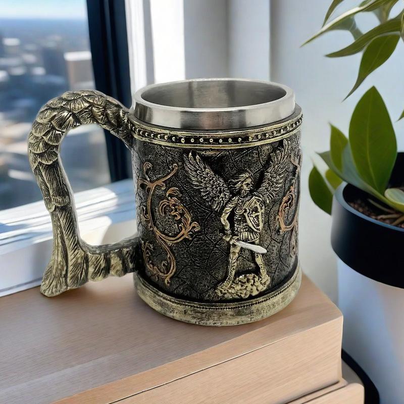 Nordic Viking beer mugs, stainless steel coffee mugs, vintage home ornaments, suitable for bar decoration