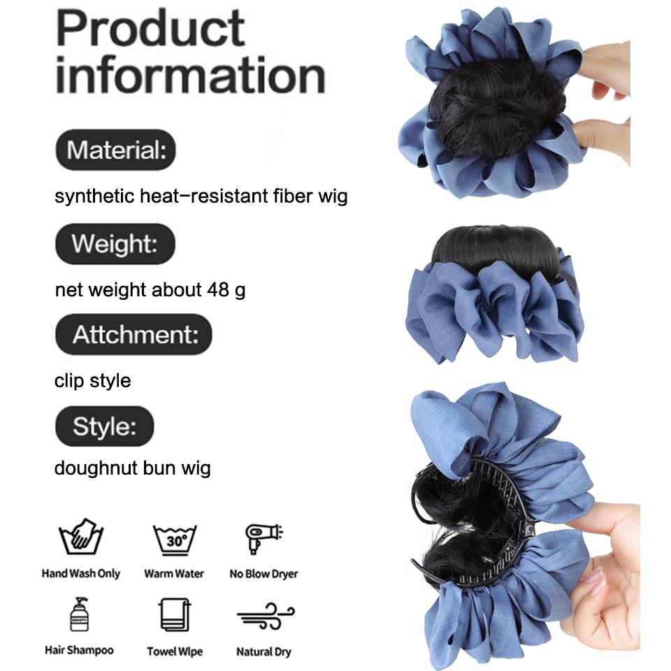 Bun Wig Synthetic Wig Grip Style Straight Doughnut Bun Wig Is Suitable for Novice Ladies and Girls To Wear In Daily Festivals