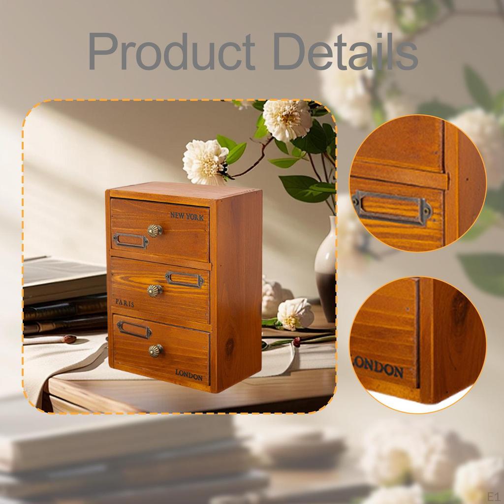 Makeup Organizer Cosmetic Display Case Vintage Container with Drawer for Necklace