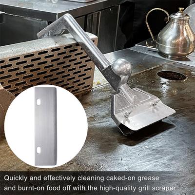 1 Set Grill Tools Grill Scraper Edge Sharper Blade Replacement Stainless Steel Outdoor Barbecue Cleaning Tools Heavy Duty BBQ Accessories